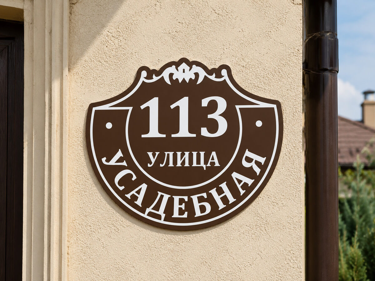 Адресная табличка на фасаде дома