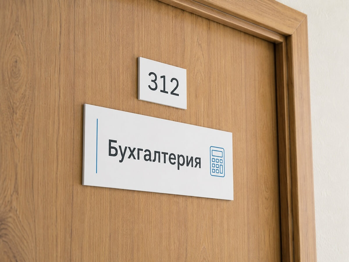 Табличка на дверь кабинета бухгалтерии с номером 312