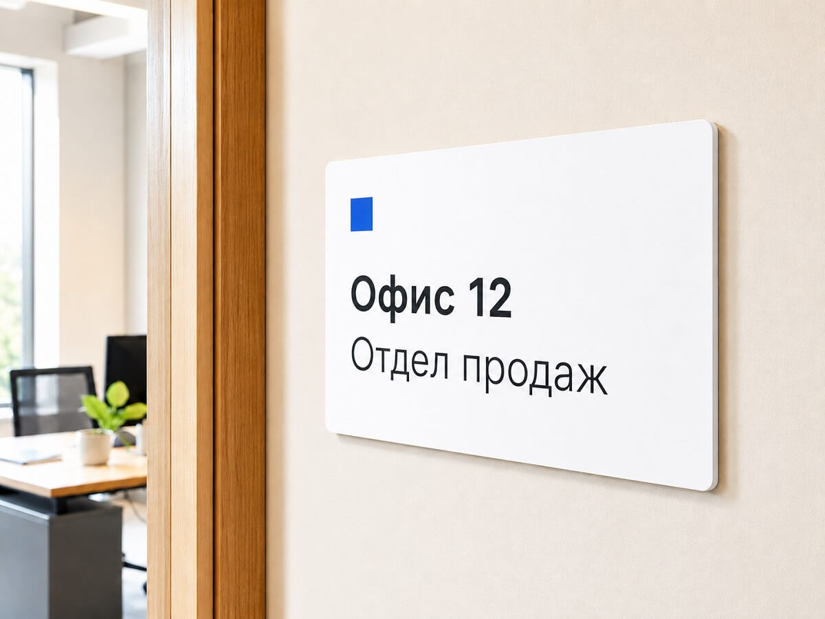 Табличка на стене ОФИС №12 ОТДЕЛ ПРОДАЖ