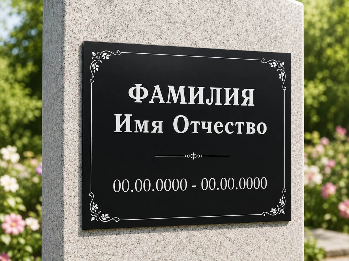 Ритуальная табличка с фамилией и датами
