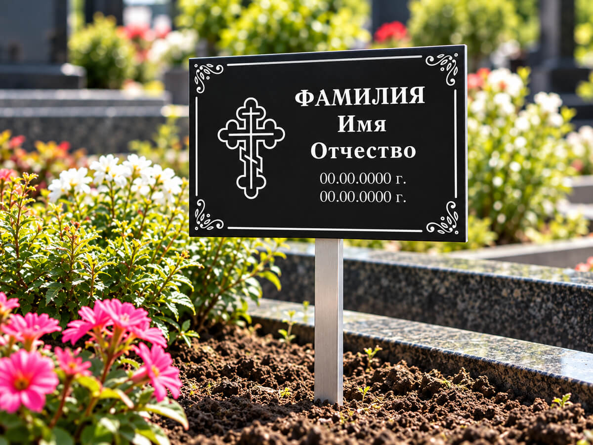 Ритуальная табличка на могилу на ножке