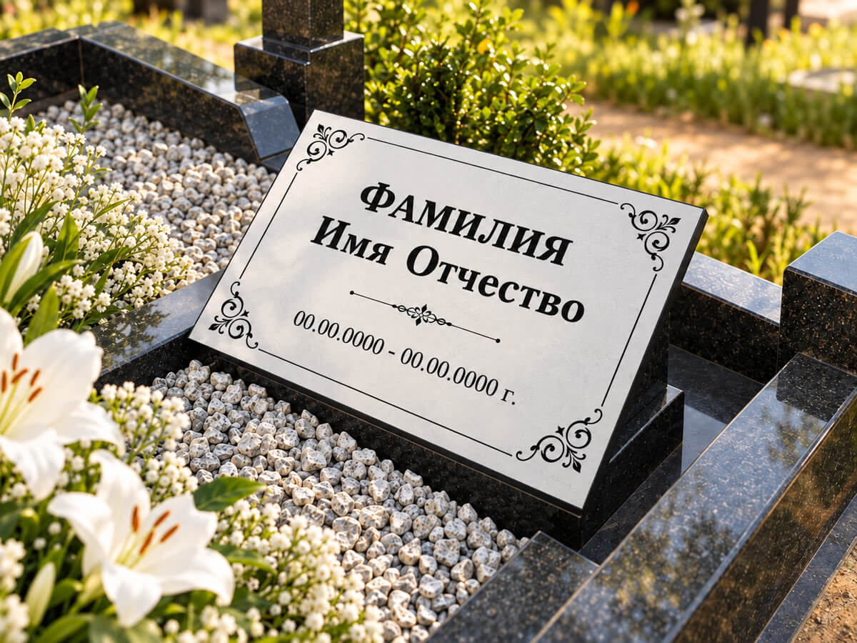 Ритуальная табличка на могилу с фамилией и именем