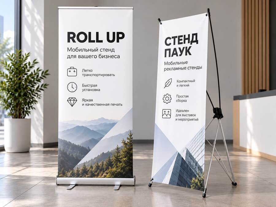 Рекламные стенды Roll Up и Паук
