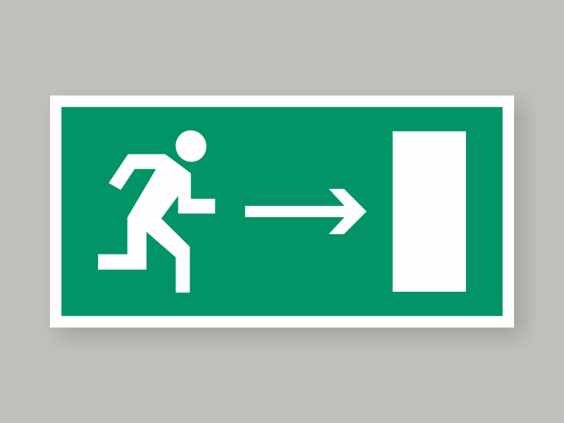 Табличка направление к эвакуационному выходу направо Е03
